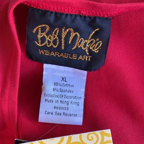 Bob Mackie Red Floral Sleeve Top - Picture 5 of 6